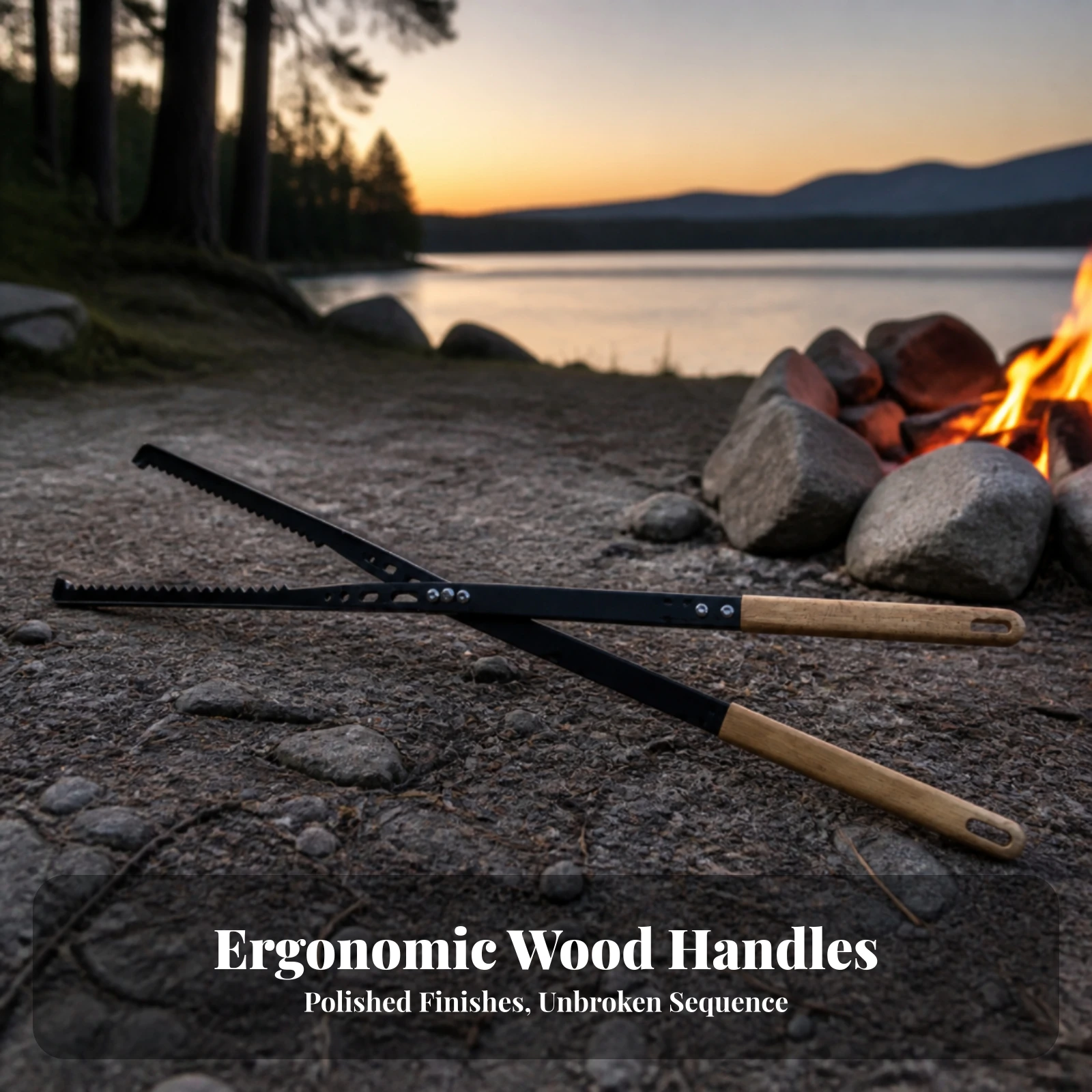Firewood Tongs with Wood Handles Sturdy Fireplace Tongs with Serrated Gripping Surfaces Firewood Grabber Strong Grip Clamp Rust