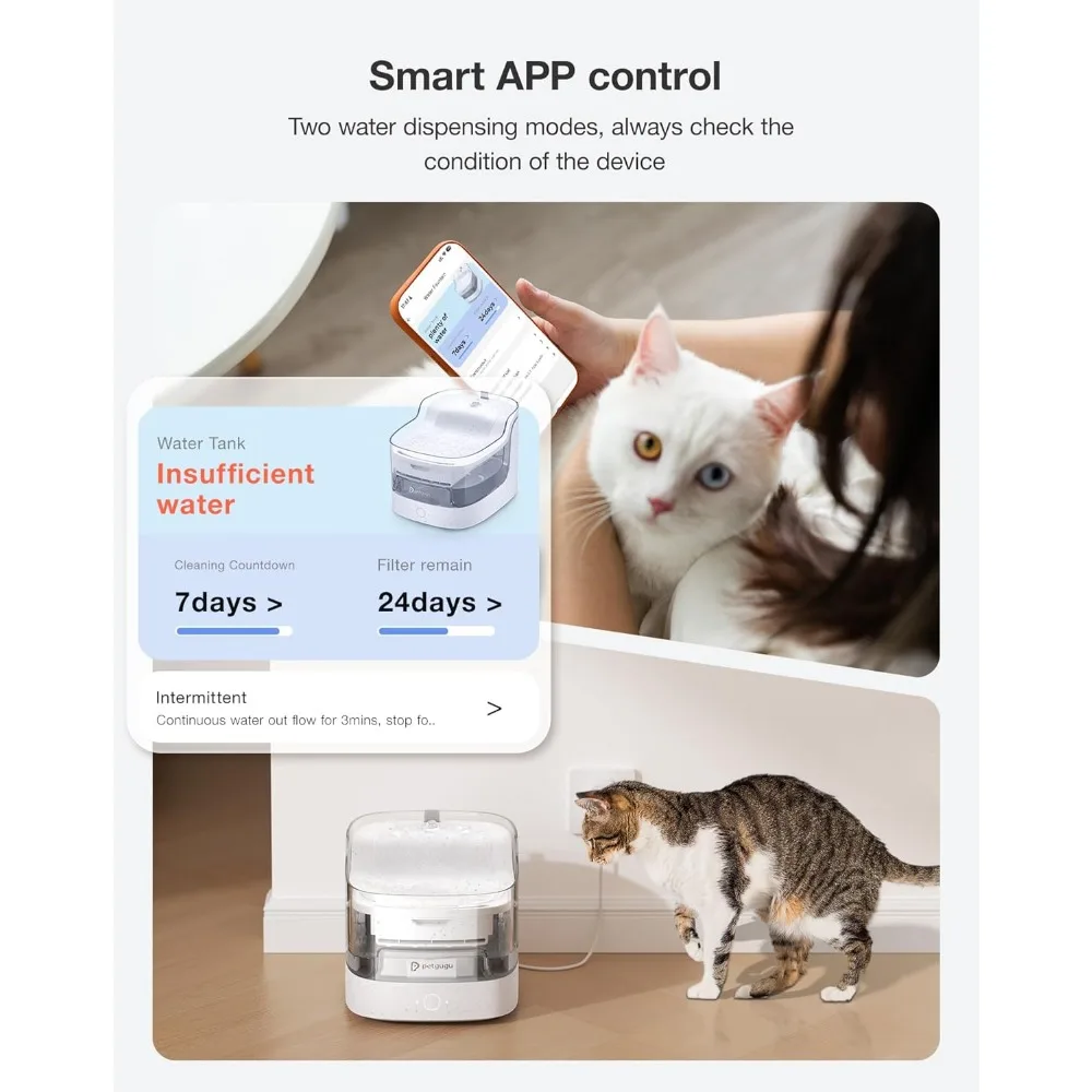 Ultra-Quiet WiFi Pet Fountain with 8-Layer Filter, 2L Capacity for Cats and Dogs