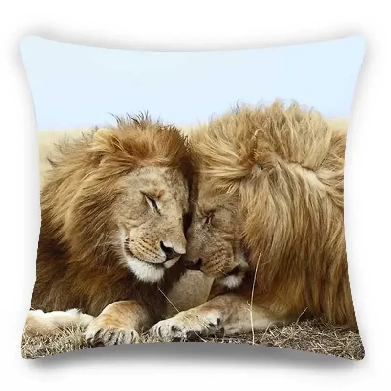 Animal Tiger and Lion Print Pillowcase   Home Sofa Car Decoration Cushion Cover