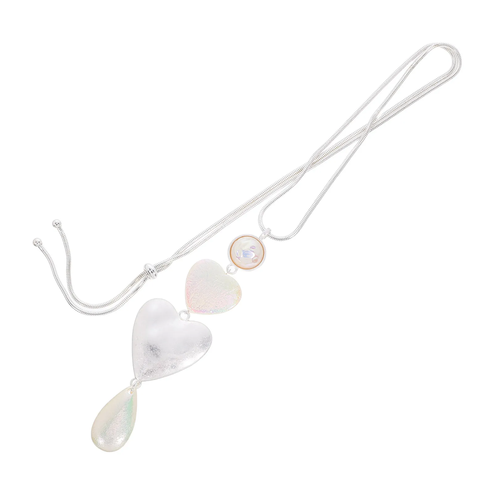 

Long Vintage Heart Necklace Sweater Chain Heart-Shaped Pendant Statement Jewelry for Women Heart Necklace