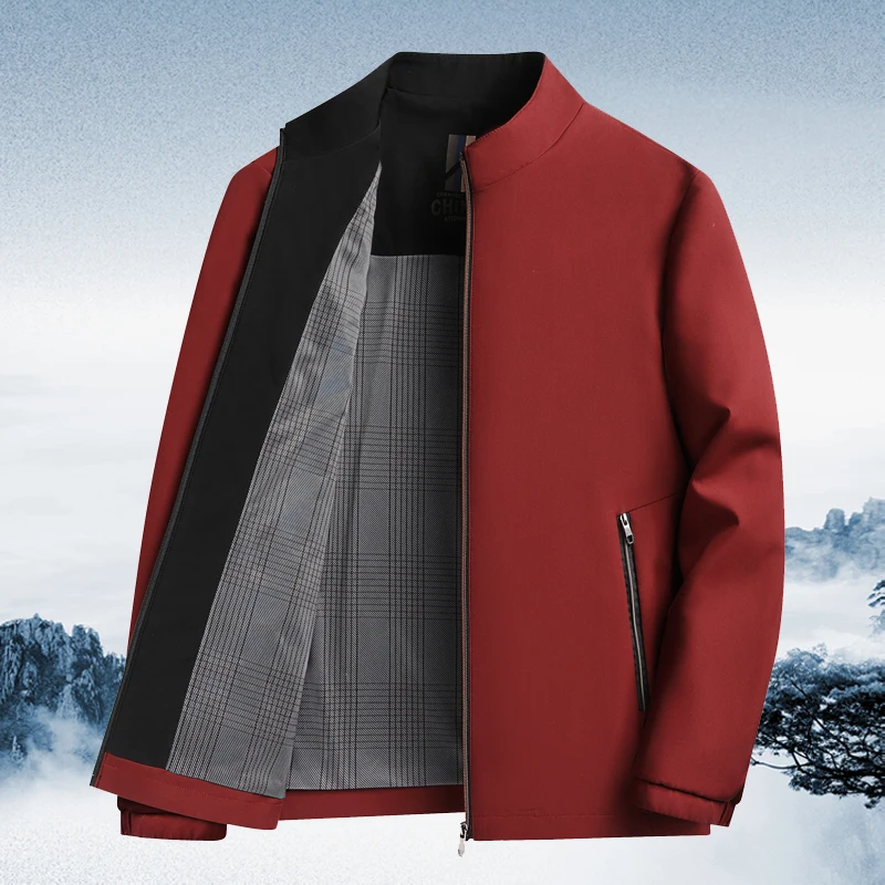 

Мужская повседневная рубашка с воротником-стойкой, не требующая глажки, для мужчин среднего возраста, в городском стиле, с защитой от морщин и ветра...