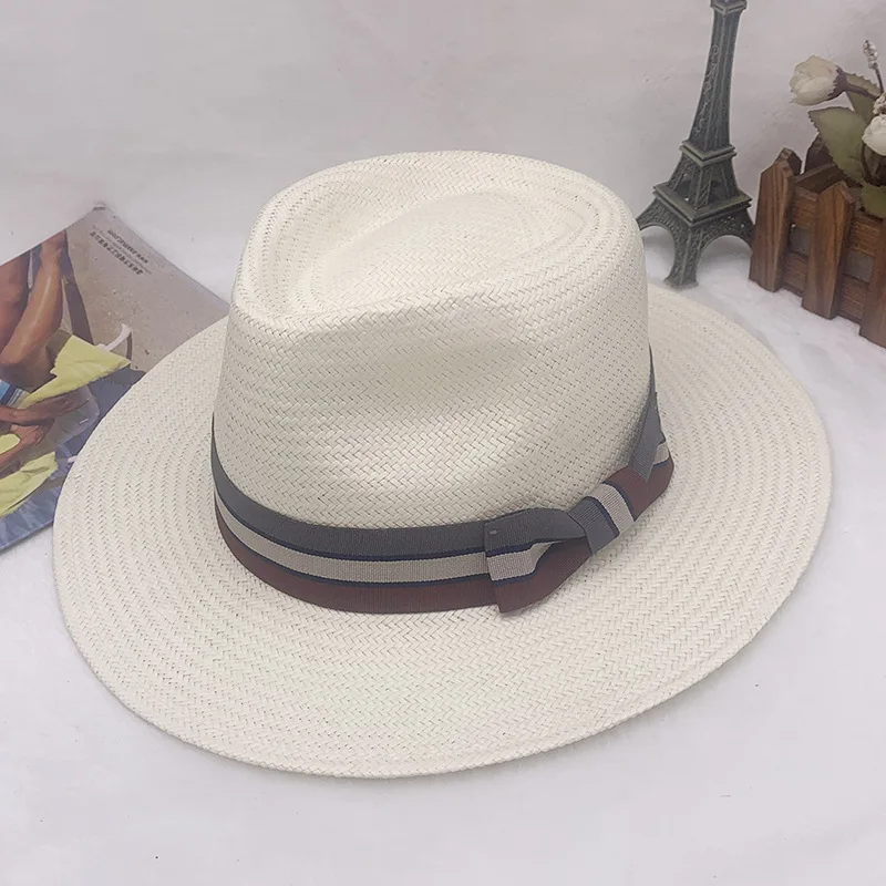 

Factory-produced Fine Straw Hat Women's Fashionable Korean Style All-matching Travel Sun Hat Flat Brim Panama Straw Hat