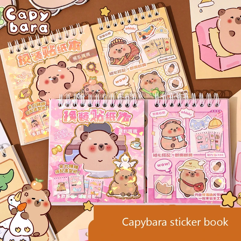 Kawaii Capybara Dressing Stickers Children's Educational Toys Stickers Pack Journaling Scrapbooking Supplies Children's Gift