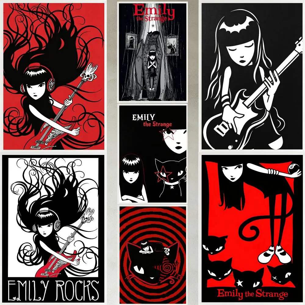 art Emily the Strange Poster Poster HD Waterproof Self-adhesive Art Print Wall Decor for Bedroom Living Room Gift