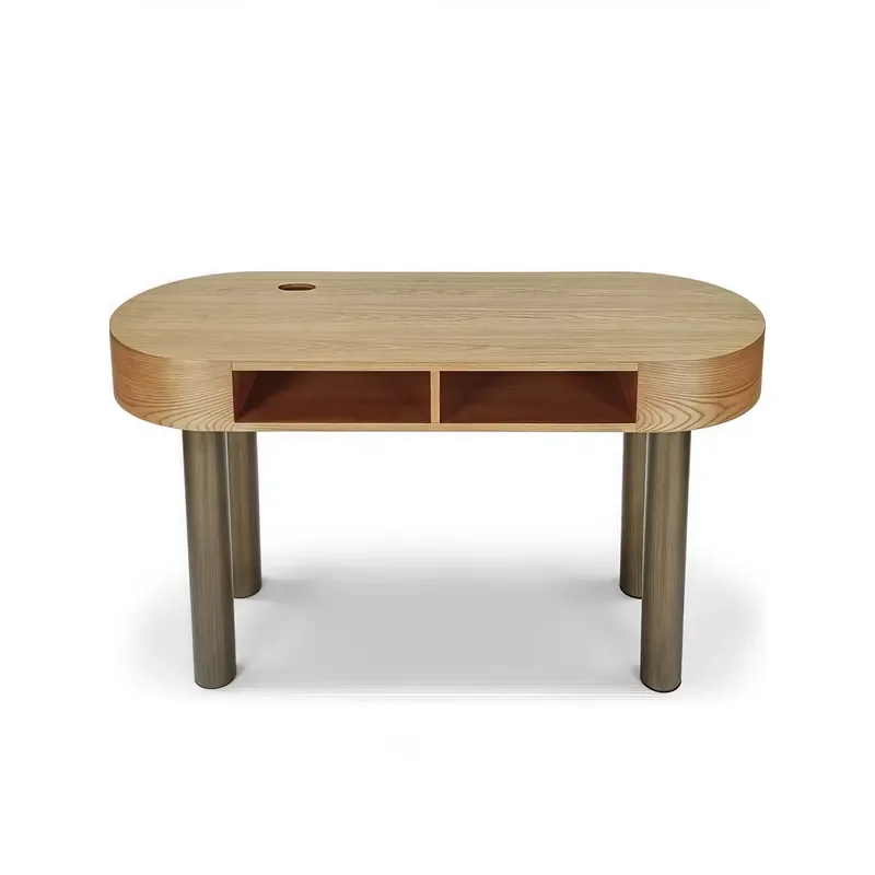 Idao French-style Solid Wood Study Table Office Desk Designer Vintage Natural Wood Style High-end Workbench Antique Finish