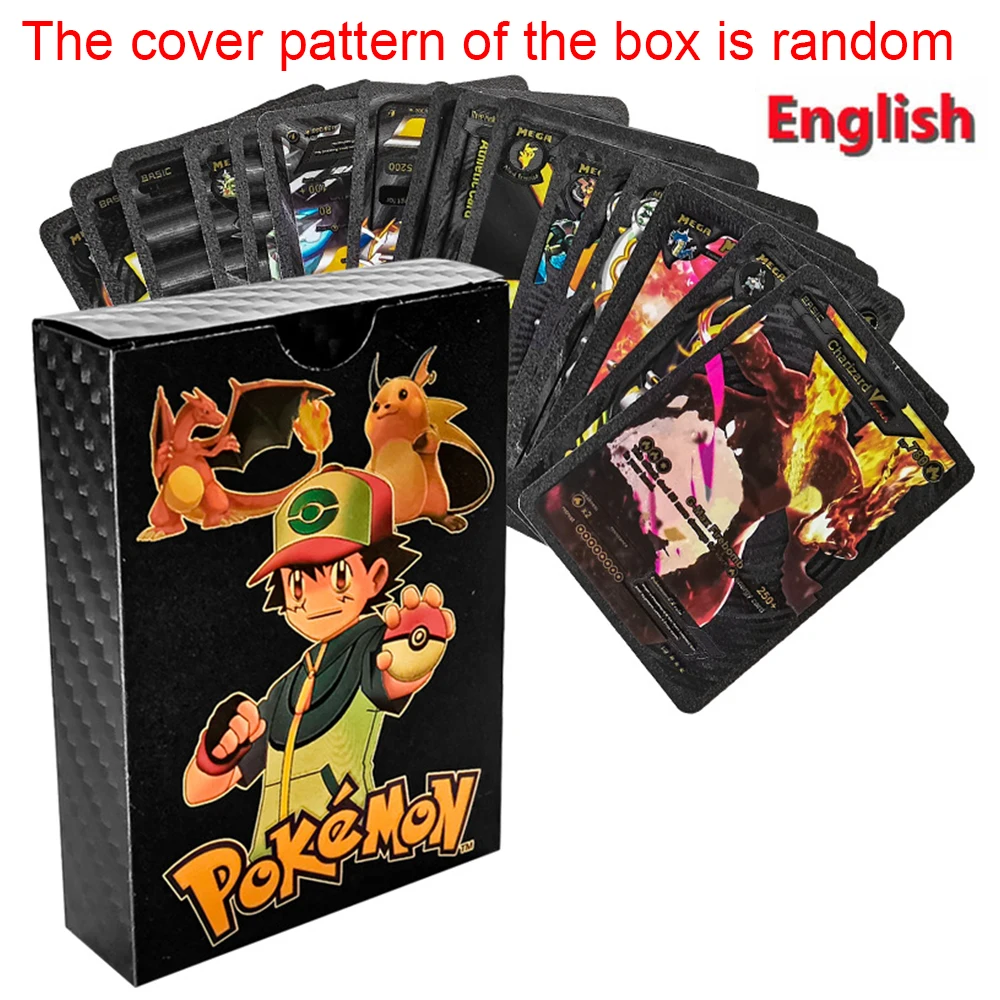 55PCS Pokemon-kaarten Vmax GX Gold Foil Flash Box Party Interactief spel Engels Spaans Kleurrijk spel Battle Collection Card Gift