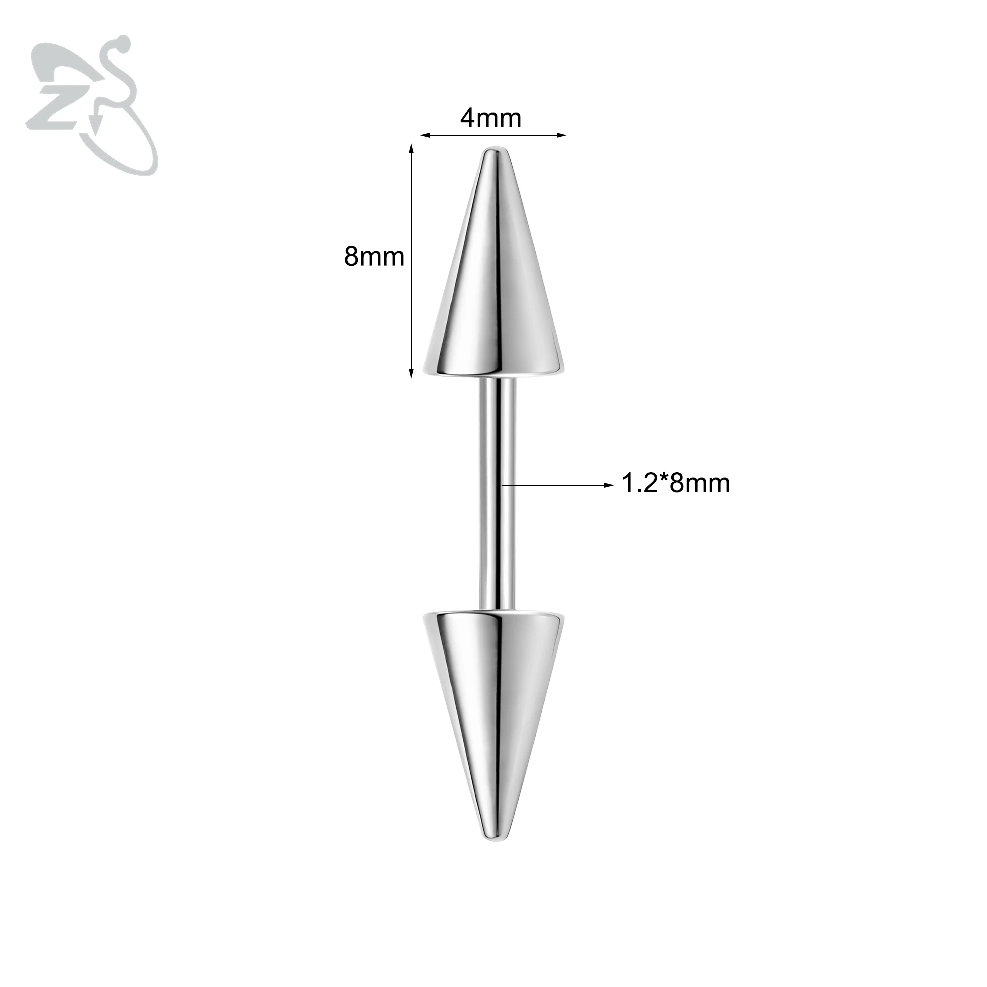 16G Stainless Steel Spike Eyebrow Ring, Unisex