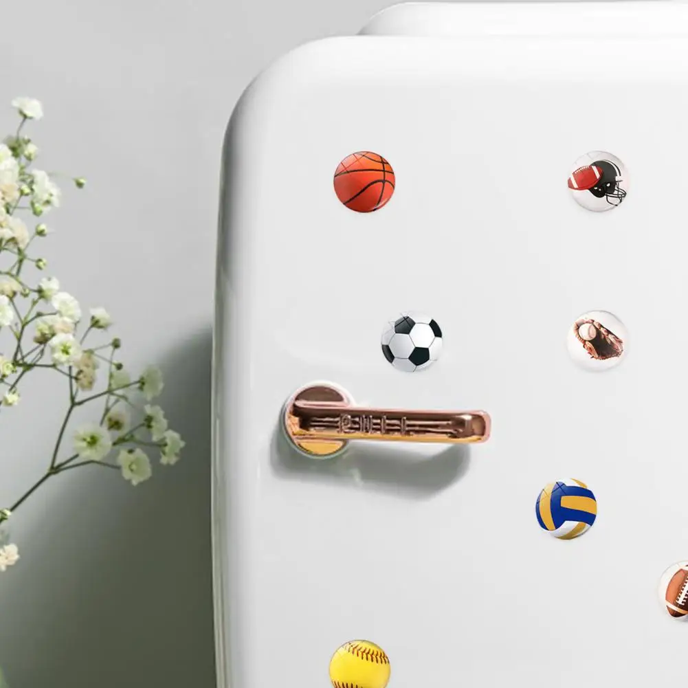 Colorful Ball-shaped Magnet Set of 2 Mini Sports Resin Refrigerator Magnets Rugby Football Baseball Volleyball Home for Sports