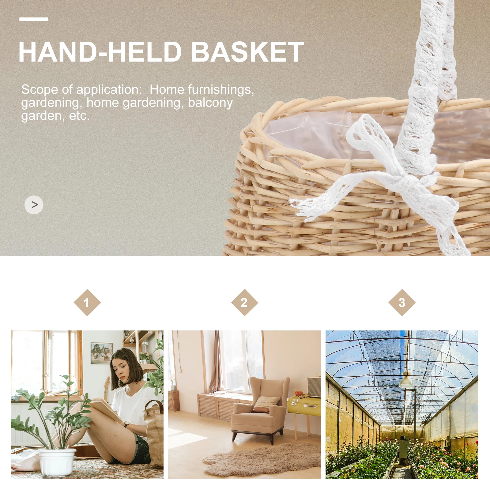 

Rattan Flower Basket Small Handmade Wedding Handheld Baskets Decoration Woven for Arrangement Handle Natural Rustic