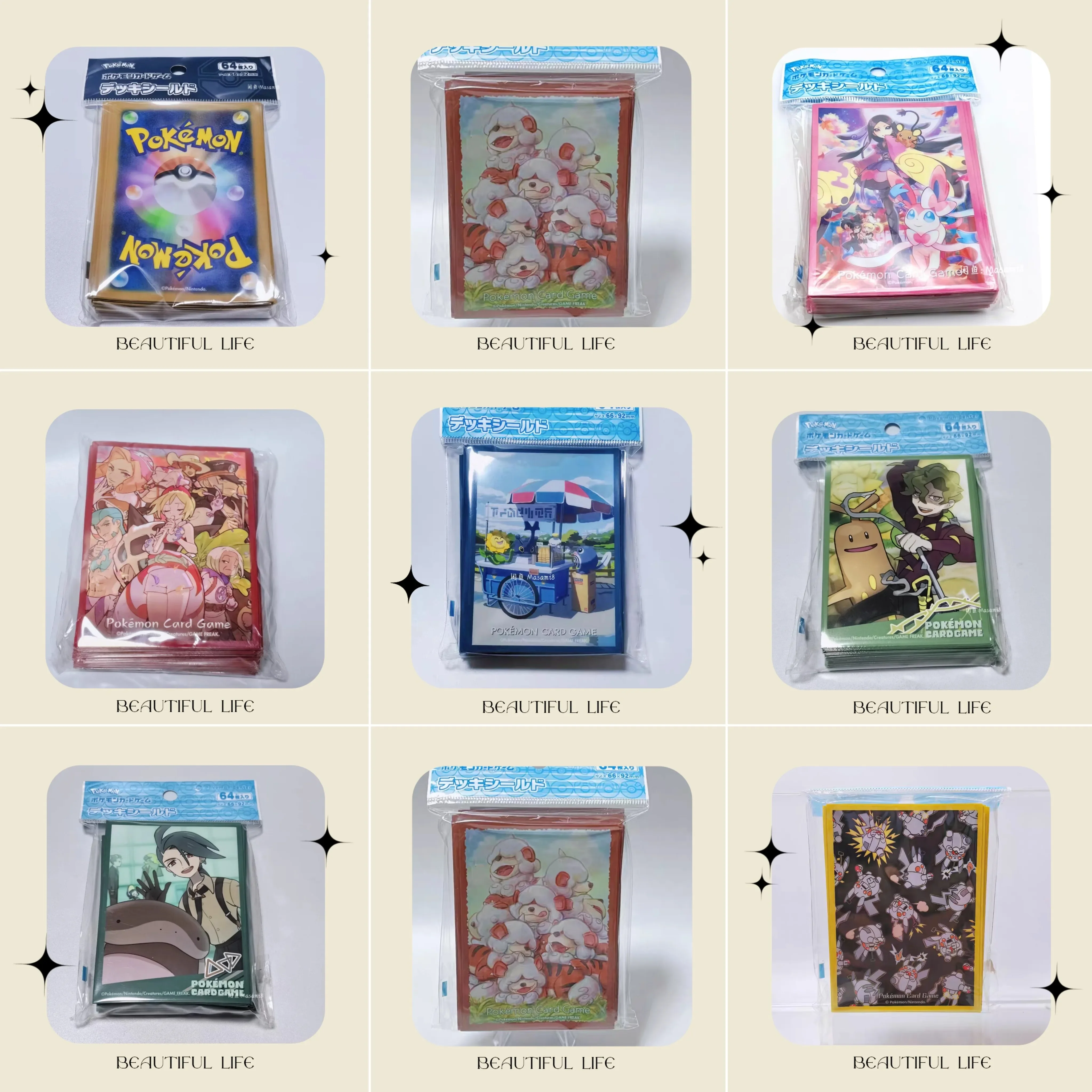 

64Pcs/set PTCG Pokemon Heracross Togepi Jirachi Mew Serena Lisia DIY Anime Card Sleeve Trading Card Protector Board Game No.21