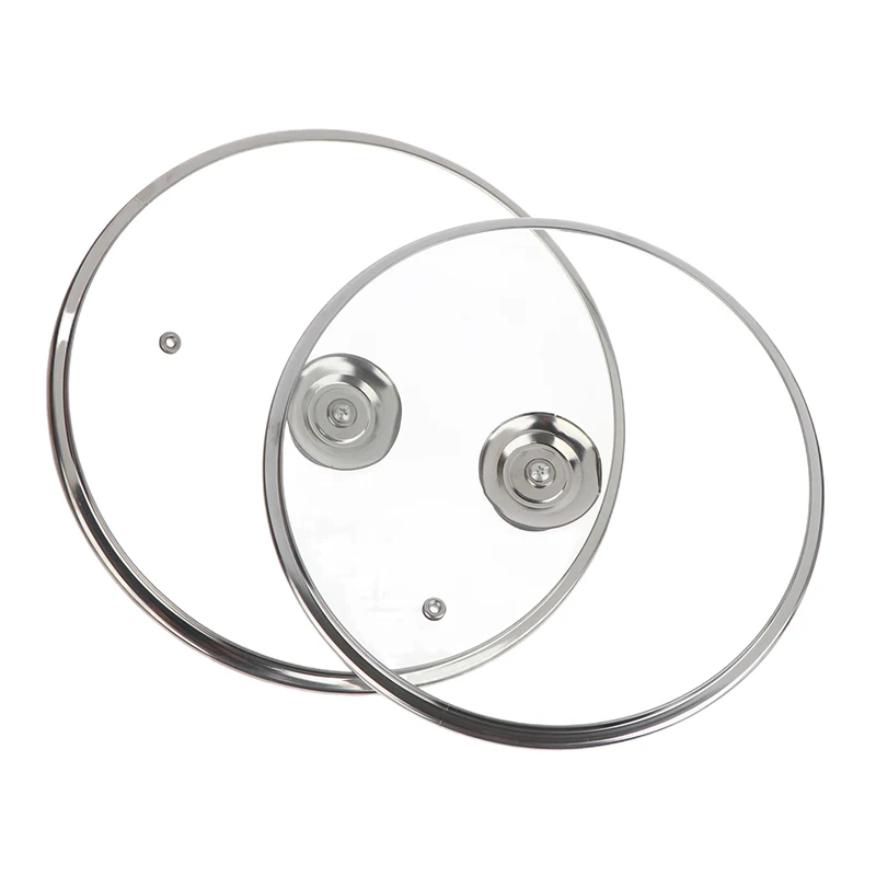 Multi-specification Pot Cover Tempered Glass Pot Lid Stainless Steel Rimmed Pan Lid Spill Shatter-Proof Round Glass Cover