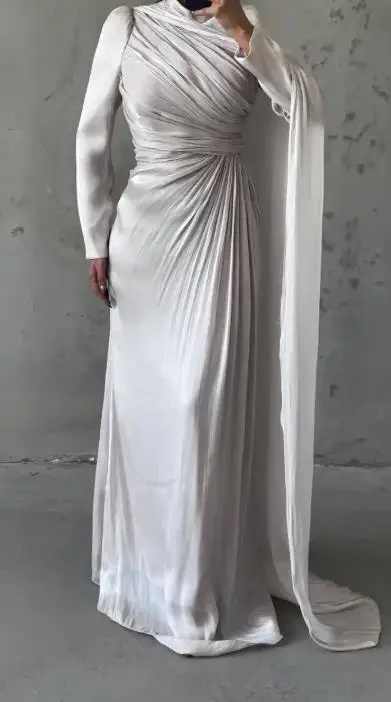 

2025 New Women's Elegant Irregular Pleated Slim Fit Green Dress