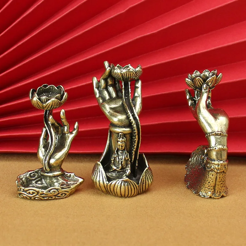 

Antique playing brass lotus leaf, lotus flower, backflow incense ornament tabletop, bergamot lotus incense burner incense holder