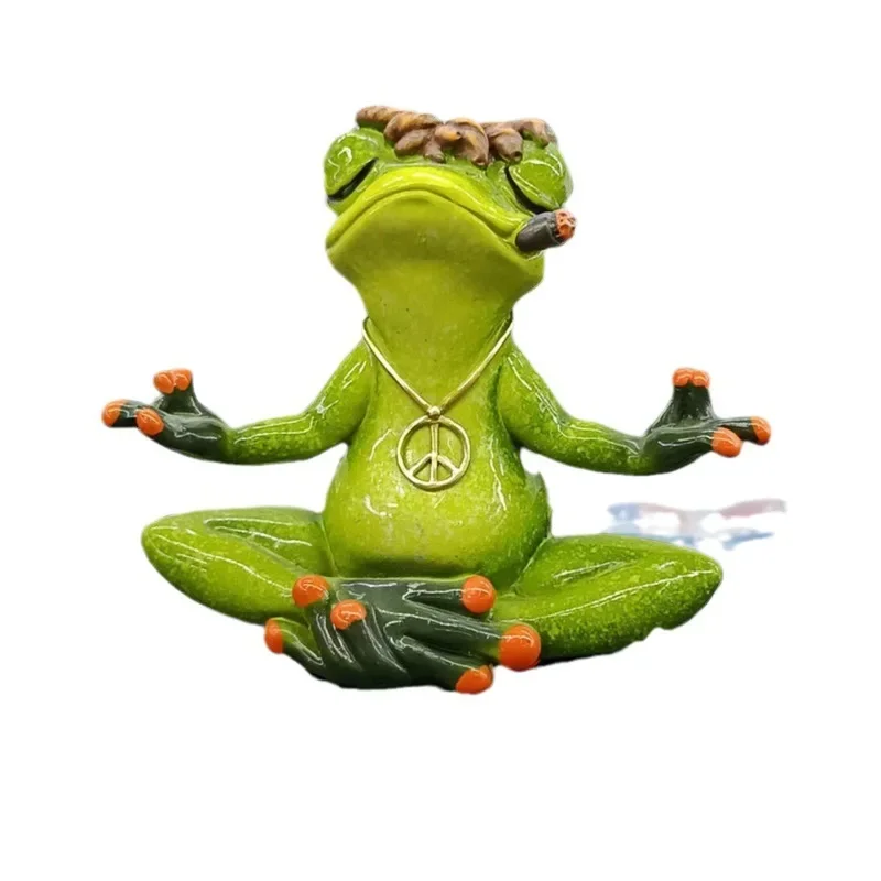 New 2025 Yoga Meditation Frog Ornament Creative Small Sculpture Office Resin Crafts Furniture Decoration Ornament