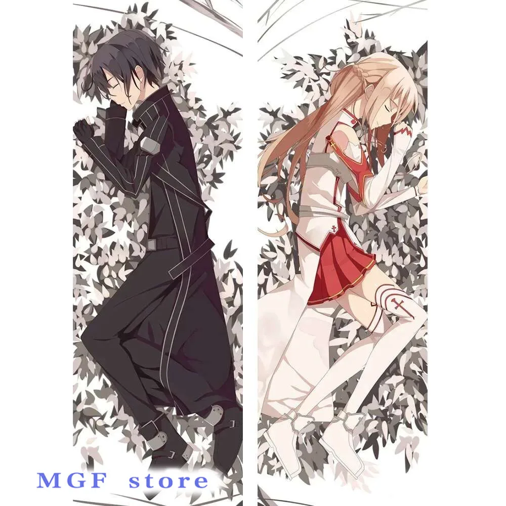 

Чехол Sword Art One в стиле аниме Dakimakura Waifu 50*160 см, декоративная подушка для тела 45X45, наволочка Kirito Asuna, постельные принадлежности для девочек, подушка