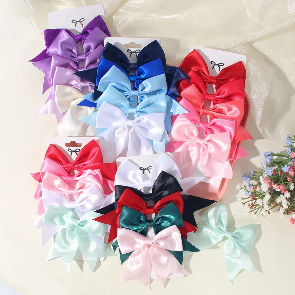 5 قطعة فتاة بلون الحرير القوس مشبك شعر ملون كلاسيكي متعدد الاستخدامات الأطفال Bowknot دبابيس الشعر الطفل إكسسوارات الشعر الهدايا اليدوية