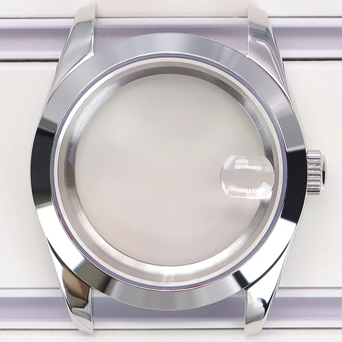 Imagen 2 del producto Caja de reloj plateada de 36mm y 39mm, cristal de zafiro resistente al agua para Seiko 4R36 NH35 NH36 NH34/38 Miyota 8215, movimiento de 28,5mm, esfera Air King