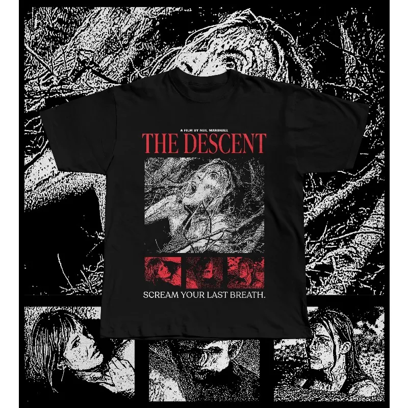 The Descent Movie T-Shirt, 2005 Horror Film, Claustrophobia Graphic Tee Four season popular unisex cotton T-shirt