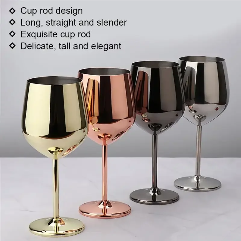 500/220ml Stainless Steel Goblet Champagne Cup Wine Glass Cocktail Glass Creative Metal Wine Glass for Bar Restaurant Cocktail