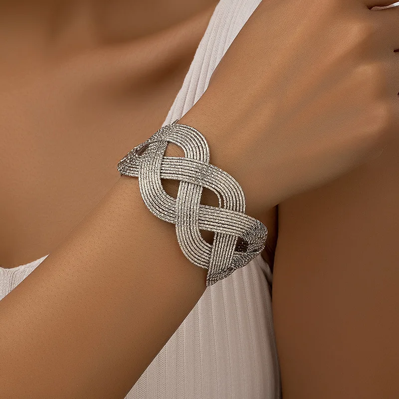 Trendy Geometric Braided Open Bracelet For Women Holiday Party Gift Fashion Jewelry 2024 New Style CB039