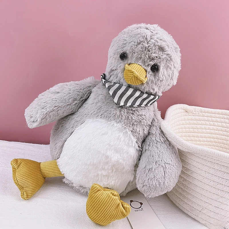

30 см с мягким шарфом, серая утка, плюшевая игрушка, плюшевая игрушка, детский разноцветный подарок на день рождения, украшение для дома