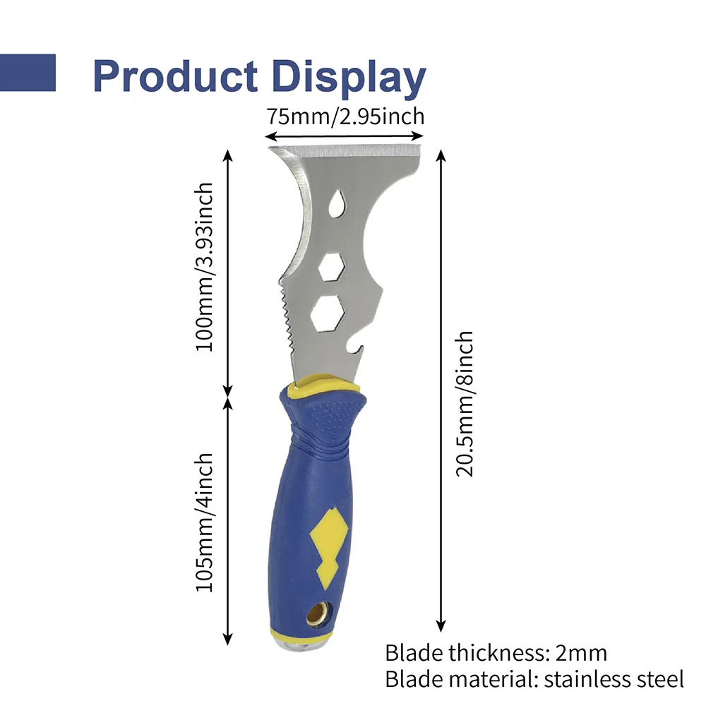 

Putty Knife Stainless Steel Paint Scraper Spatula Clean Tool Bottle Opener 15 in 1 Plastic Handle For Painter Construct Home DIY