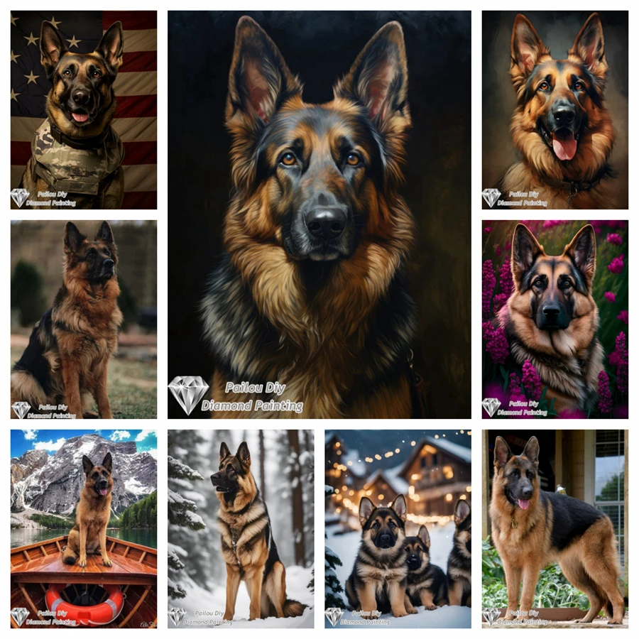 

German Shepherd Dog Diamond Painting Kits Photo Art 5d Diy Full Square Round Mosaic Cross Stitch Embroidery Home Decor Gift