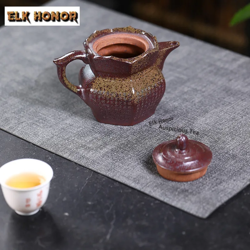 290ml Elegant Yixing Purple Clay Teapots Handmade Monk Hat Pot Raw Ore Wood-fired Mud Kettle With Strainer Zisha Tea Set Gift