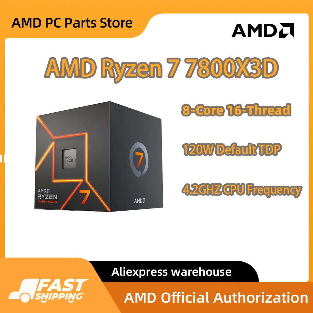 Processeur R7 AMD Ryzen 7 7800X3D Box Novo CPU, 8 cœurs, puce intégrée, 5nm, AM5, sans ventilateur, nouveauté