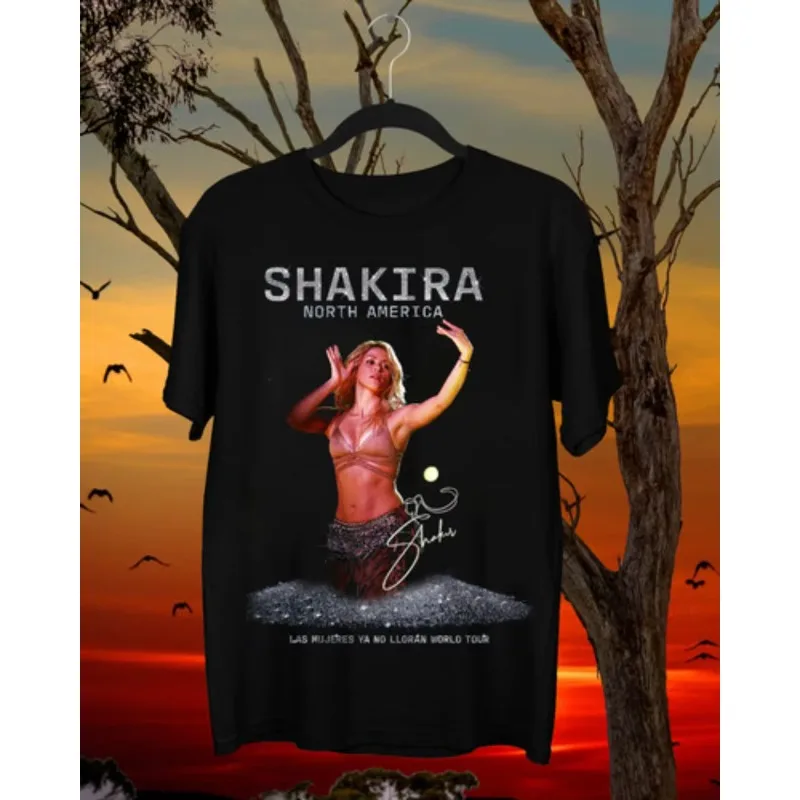 Shakira Series Fan Gift T-shirt Casual Fashion Retro Round Neck Shirt Unisex All Season Street Wear Base T-shirt