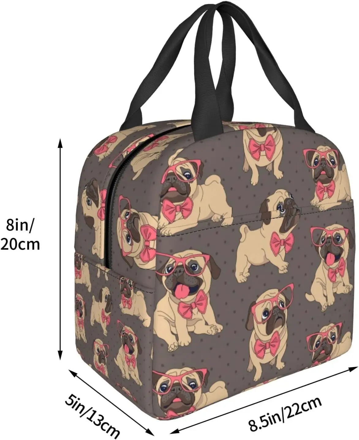 Cartoon Pug Puppy Lunch Box For Girls Insulated Cute Lunch Bag School Lunch Bags Reusable Lunchboxes Snack Bag For Boys Work