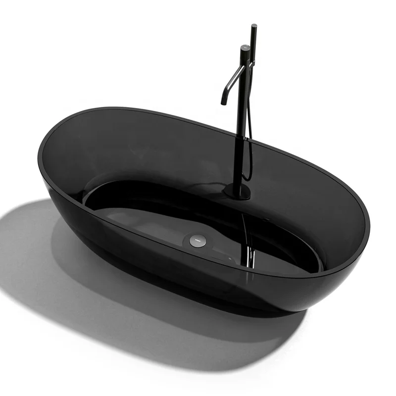 a*-Transparent Freestanding Soaking Bath Tub Stone Resin Flatbottom Solid Surface Amber Resin Tub Pure Resin Bathtub.