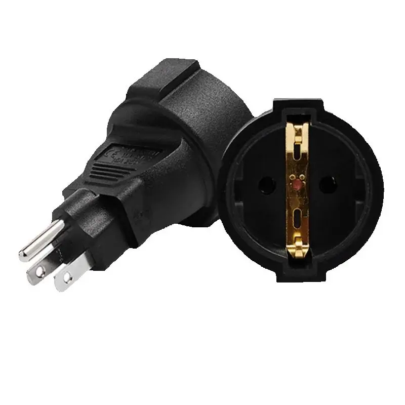 Adaptador de Enchufe de Viaje de EE. UU., Canadá y México a Europa, Tipo A/B a Schuko, con Conexión a Tierra para Mayor Seguridad, 10A, Alta Resistencia