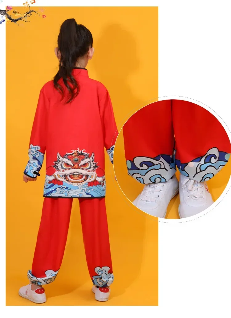 Girl Suit Chinese Kung Fu Uniform Boy Set Tai Chi Perform Women Men Kids Martial Arts Costumes Baby Wushu Sets Children Clothes