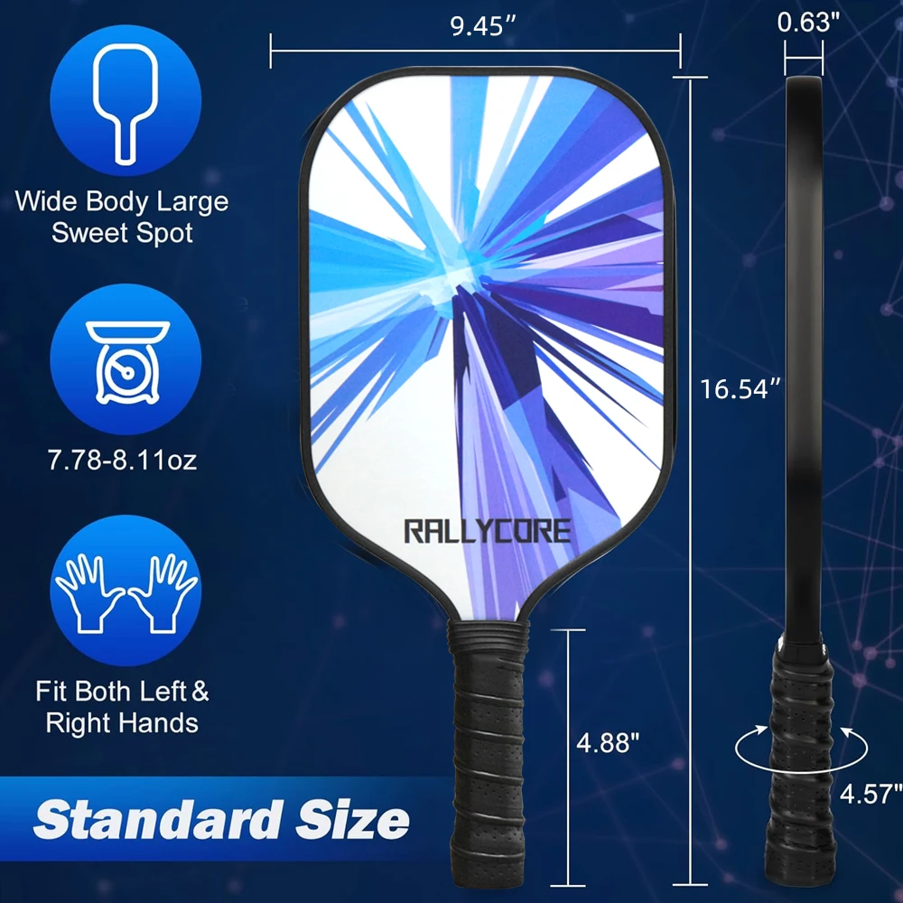 

2-Pack Fiberglass Pickleball Paddles Set with Bag, PP Honeycomb Core for Control & Power,All Skill Levels and Ages