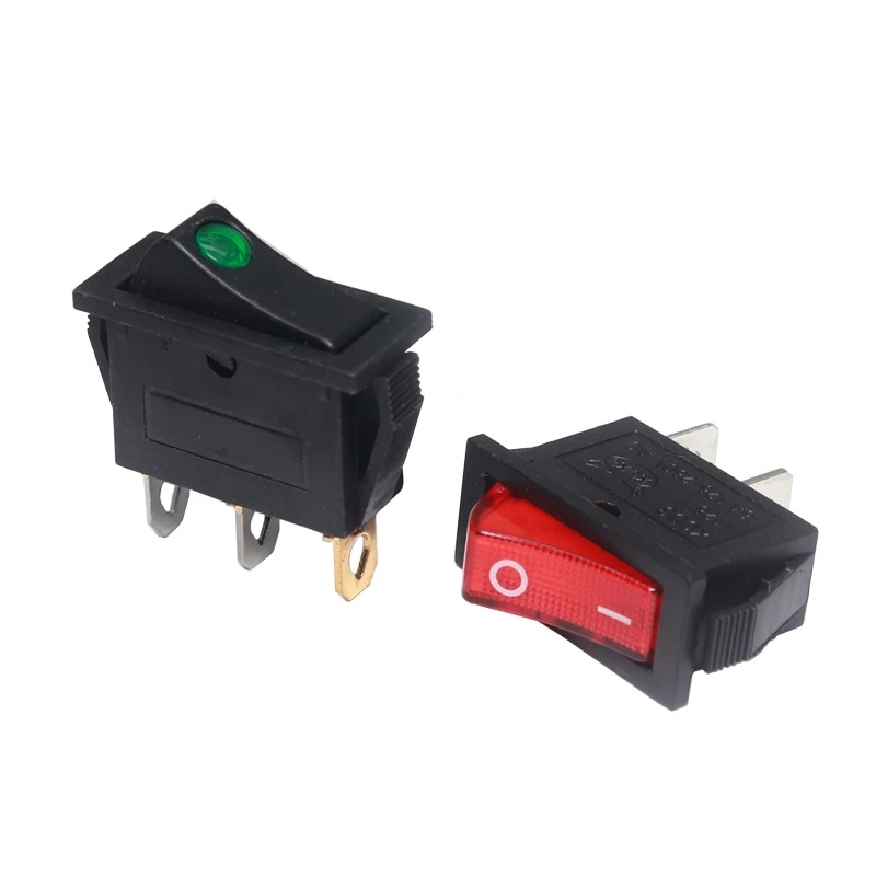 【5-2PCS】KCD3 Rocker Switch 3 Pin 2 Position ON OFF 16A 250V 220V 20A Boat-shape Electric Toggle Switch with LED Light For Car