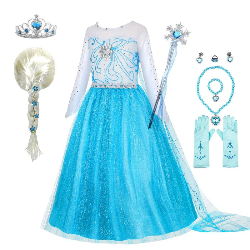 Kinder Frozen Kleider für Mädchen Cosplay Schneekönigin Elsa Kostüme Kinder Karneval Party Abendkleid Kleidung Elsa Prinzessin Kleider