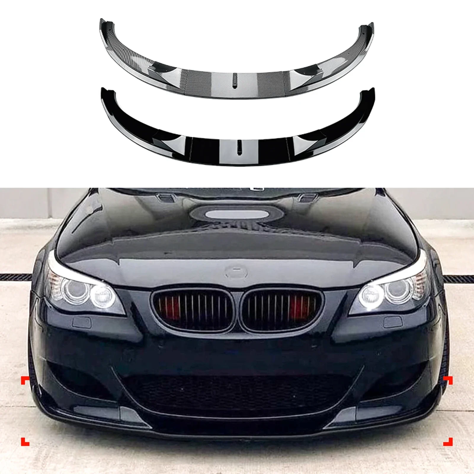 New! For BMW 5 Series E60 E61 M5 2005-2010 Front Bumper Spoiler Lip Carbon Fiber Look/Gloss Black Lower Splitter Body Kit Protec