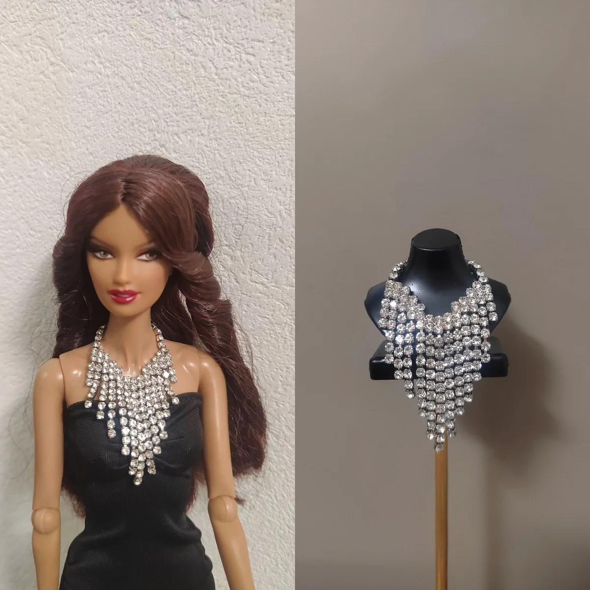 

1/6 супермодель куклы, ювелирные аксессуары, универсальные модные серьги с кисточками и бриллиантами, ожерелье 30 см, кукла принцессы, роскошное платье