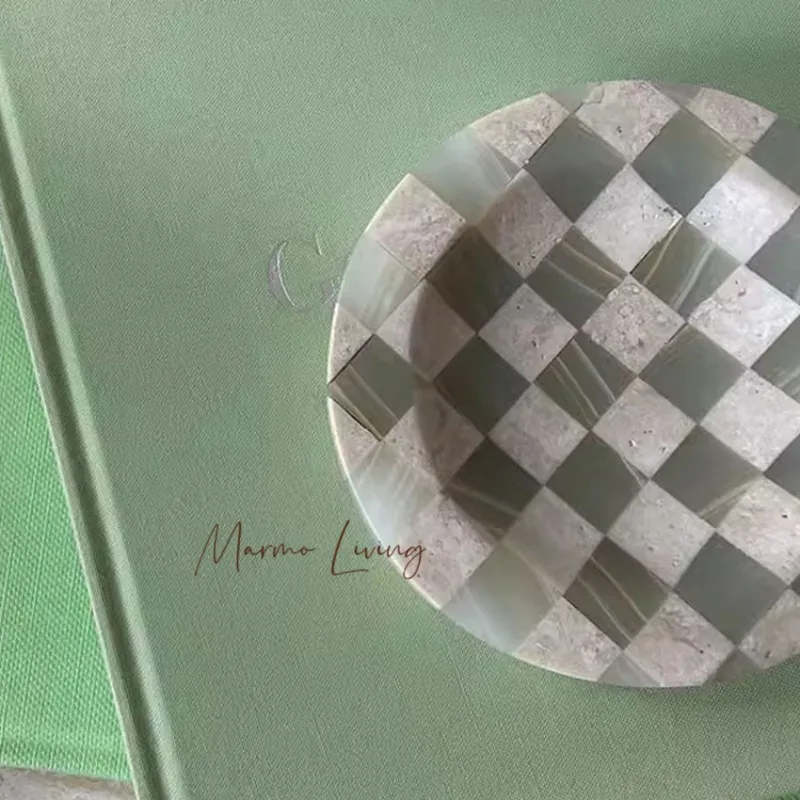 

Silent style French marble jewelry tray Korean light luxury storage plate desktop decor