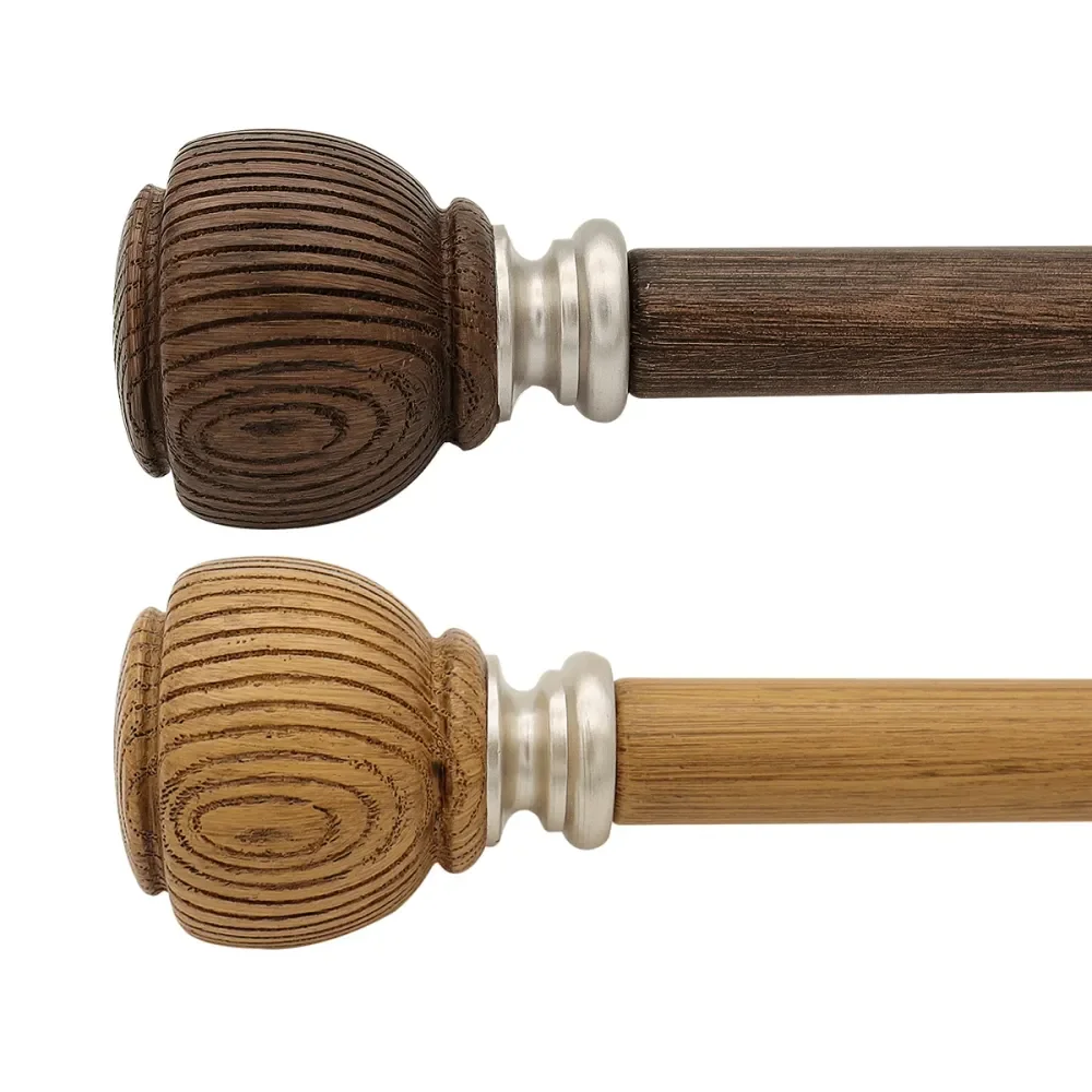

2785 Wood Grain Metal Curtain Rod, RustProof, Waterproof, DustProof, Tension Spring Loaded, Adjustable, Easy Installation For B
