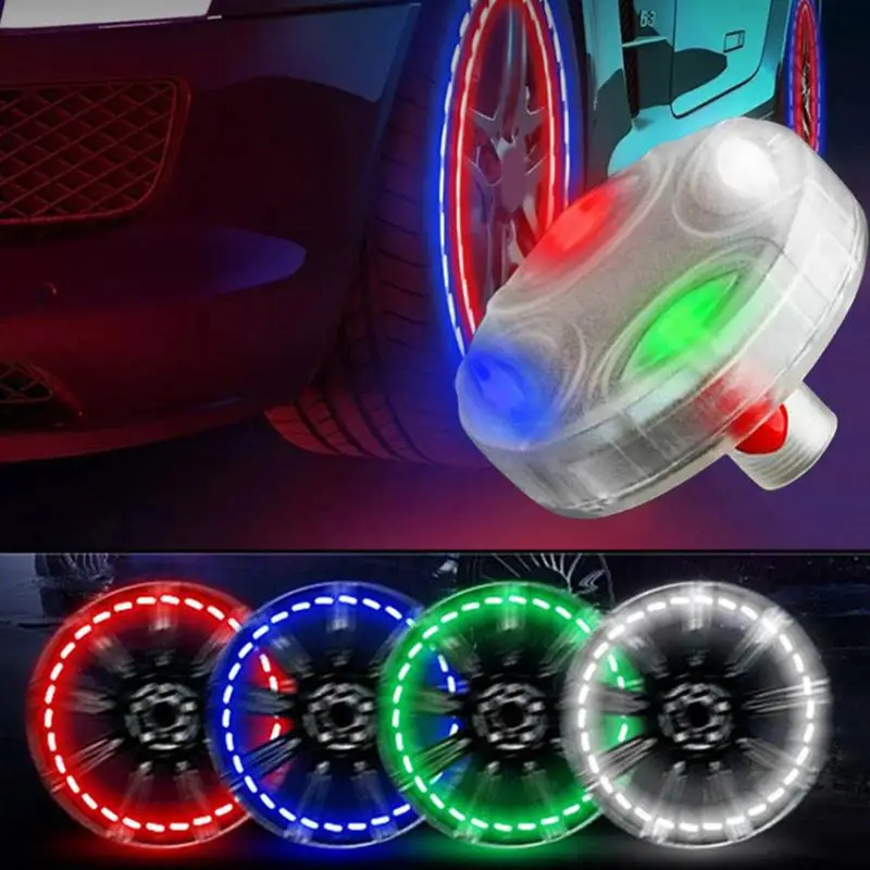 Solar Car Wheel Lights Solar Motorbicycle Wheel Light Dustproof Auto Wheel Air Valve Light Colorful LED Tire Light Wheel Air