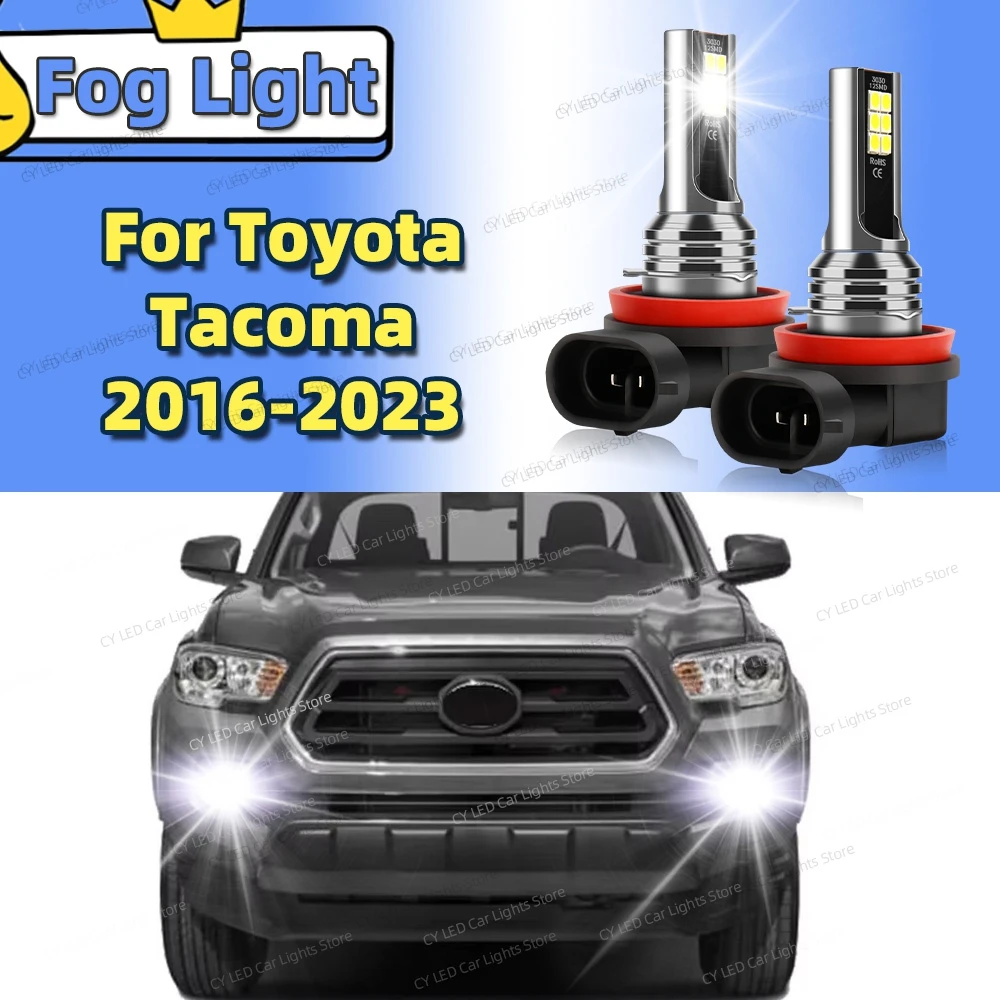 2 uds LED luz antiniebla delantera de coche lámparas Canbus bombillas aptas para Toyota Tacoma 2016 2017 2018 2019 2020 2021 2022 2023 accesorio para automóvil