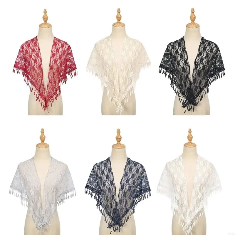 

Multiuse Lace Shawl Fringed Shoulder Wrap Neck Scarf For Spring Everyday Wear
