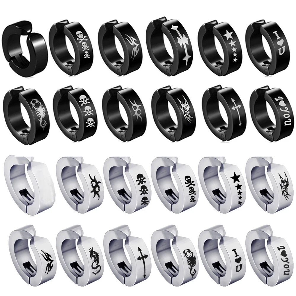 Classic Cross Stainless Steel Clip Earrings for Women Fashion Punk Men No Ear Hole Cuff Piercing Jewelry Gifts 2pcs