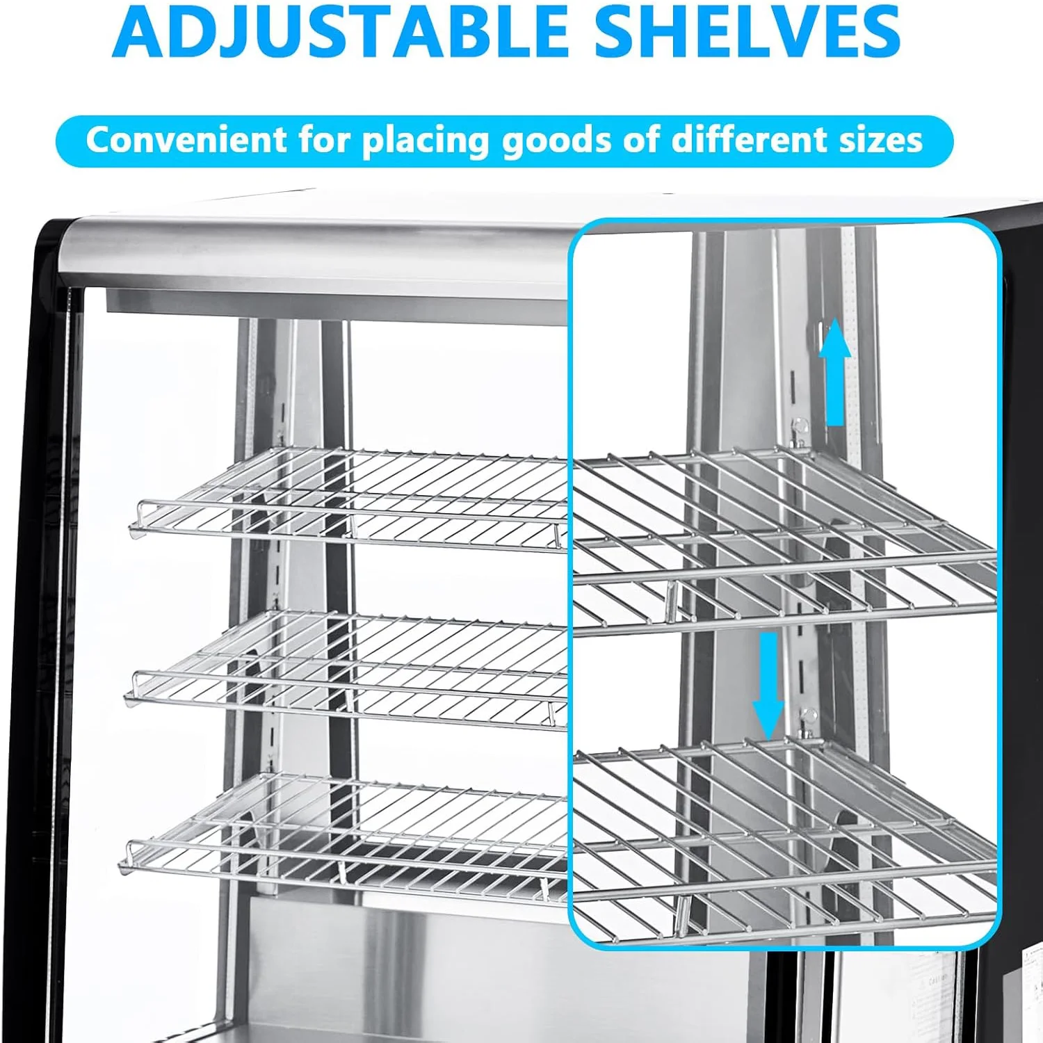 5.2 Cu.Ft Commercial Cake Display Refrigerator 146L Anti-Fog LED Lighting Double-Layer Glass Merchandiser For Bakery Cafe