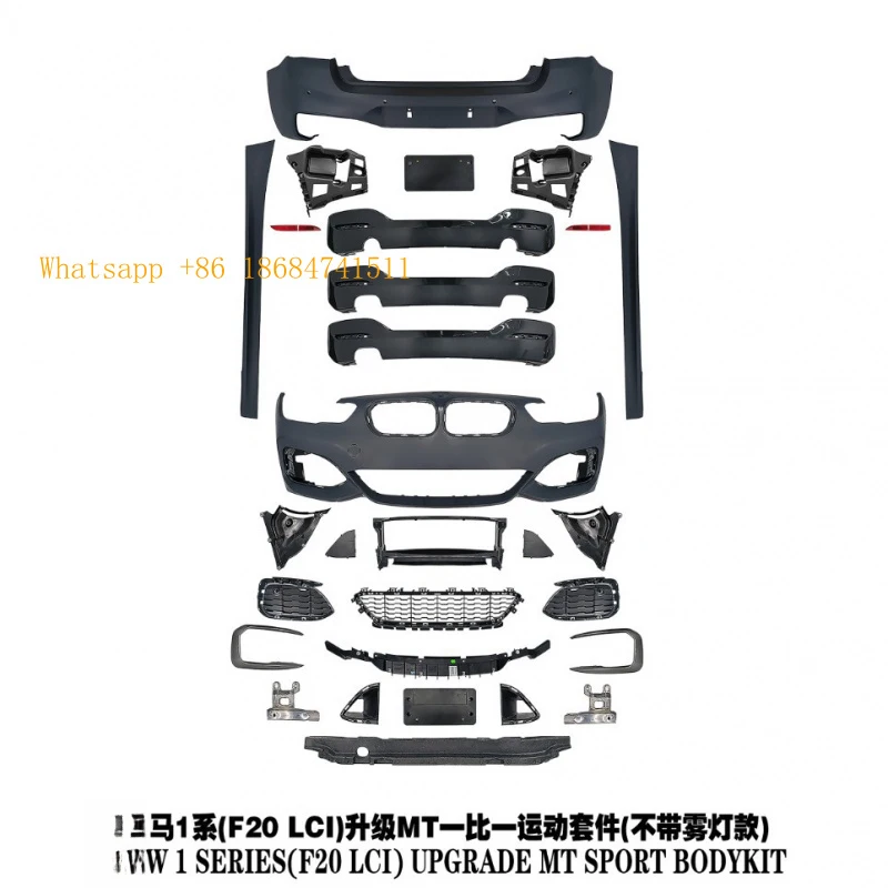 BM F20 Upgrade MT Late Style Frontstoßstange mit Kühlergrill und Nebelscheinwerfer-Version, Heckstoßstange, Komplettes Karosserie-Kit