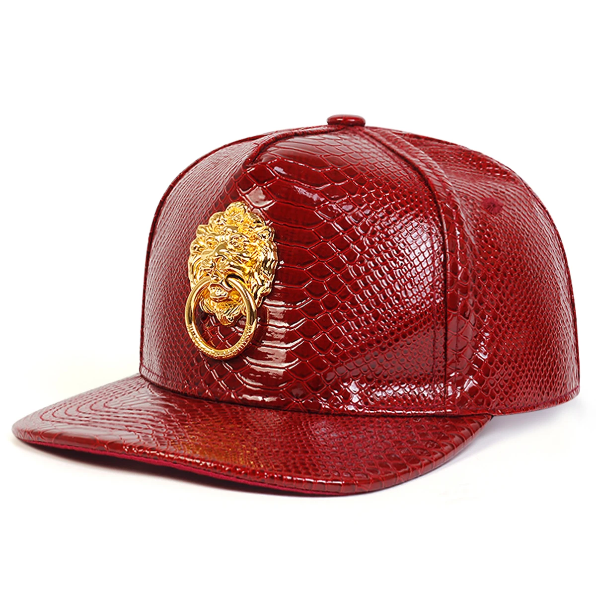 Unisex Iron Ring Lion Head Label Leather Hip-hop Hats Spring Autumn Outdoor Adjustable Casual Baseball Caps Sunscreen Hat