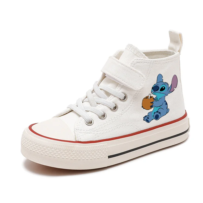 Chaussures décontractées en toile pour enfants, chaussures de sport confortables, chaussures imprimées pour enfants, chaussures de tennis pour garçons et filles, dessin animé Disney, mode CAN o Stitch