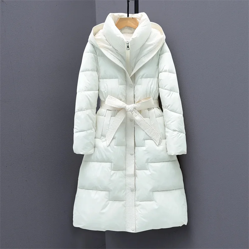 

Long Winter Down Cotton Jacket For Women Winter Coat Jacket Warm Down Cotton Parkas 2025 New Female Slim Women's Hooded Overcoat